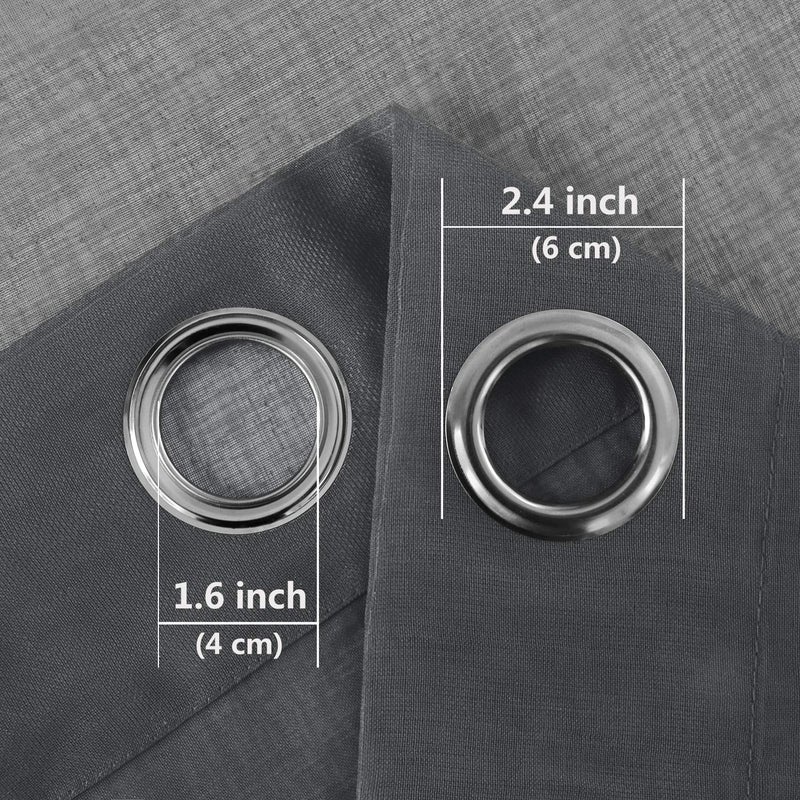 DWCN Dark Grey Sheer Curtains for Living Room Bedroom - Faux Linen Look Voile Drapes Grommet Top Window Curtain Panel 52 x 84 Inches Long, Set of 2 Panels - Image 4